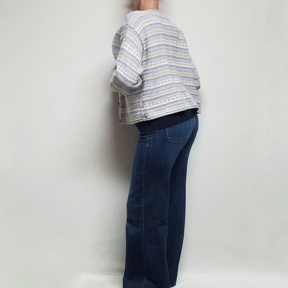 VINTAGE 80s Alps Pastel Pink Blue Heart Ribbed Knit Floral Button Up Cardigan L - Picture 3 of 16